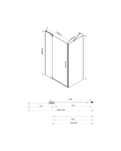 Душевой уголок 98,8-108,8x89 см Vincea Extra VSR-1E101190CL прозрачное