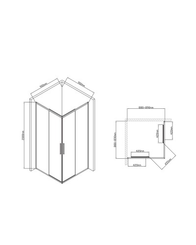 Душевой уголок 89x89 см Vincea Slim-U VSS-2SU900CL прозрачное