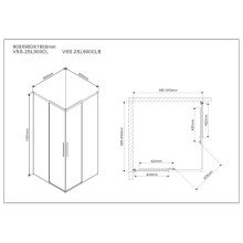 Душевой уголок 89х89 см Vincea Slim VSS-2SL900CLB прозрачное