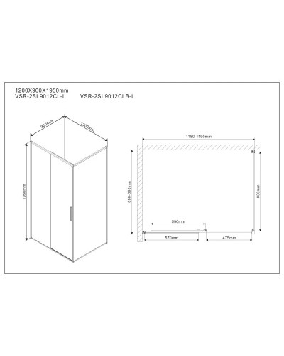 Душевой уголок 119х89 см Vincea Slim VSR-2SL9012CL-L прозрачное