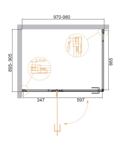 Душевой уголок 98х90 см Cezares BELLAGIO-AH-1-100/90-C-BORO прозрачное