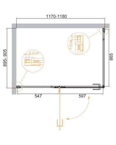 Душевой уголок 118х90 см Cezares BELLAGIO-AH-1-120/90-C-BORO прозрачное