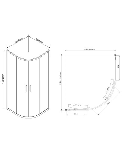 Душевой уголок 120х90 см Vincea Garda VSJ-1G129CH шиншилла