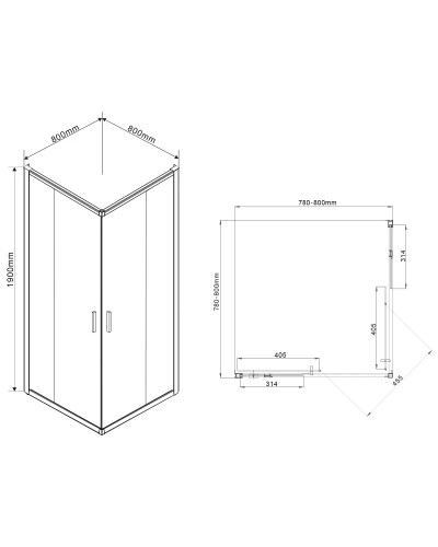 Душевой уголок 80x80 см Vincea Garda VSS-1G800CL прозрачное