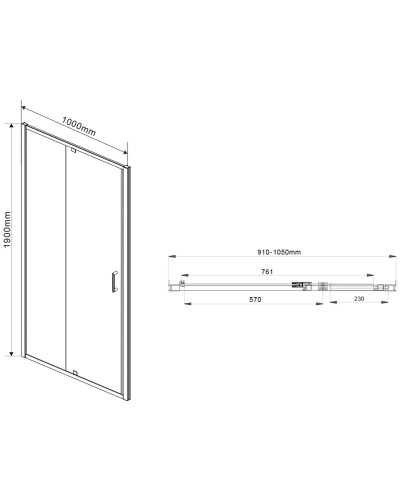 Душевой уголок 91,6-105x90 см Vincea Intra VSR-1I901090CH шиншилла