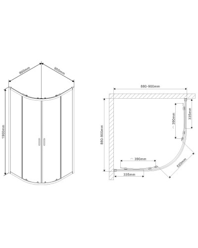 Душевой уголок 90x90 см Vincea Scala VSQ-2SC900CL прозрачное