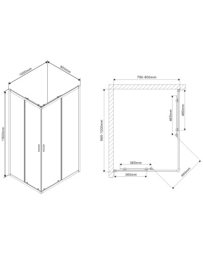Душевой уголок 100x80 см Vincea Scala VSS-2SC8010CL прозрачное