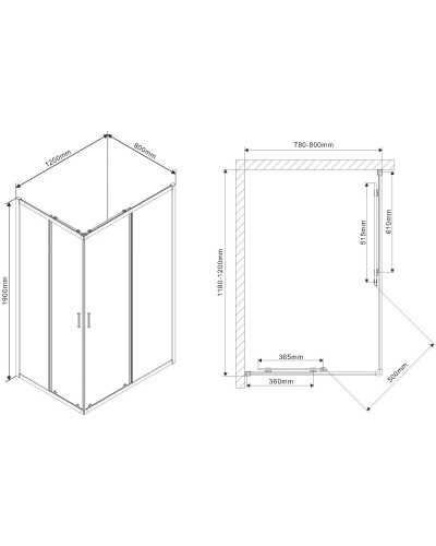 Душевой уголок 120x80 см Vincea Scala VSS-2SC8012CL прозрачное