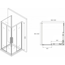 Душевой уголок 100х100 см Abber Schwarzer Diamant AG02100BH-S100B прозрачное
