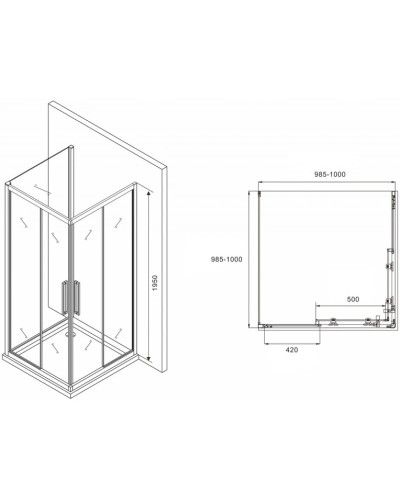 Душевой уголок 100х100 см Abber Schwarzer Diamant AG02100BH-S100B прозрачное
