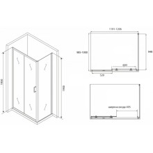 Душевой уголок 120х100 см Abber Schwarzer Diamant AG30120B-S100B прозрачное