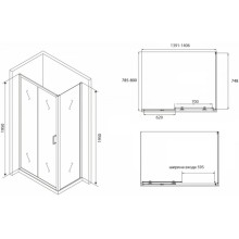 Душевой уголок 140х80 см Abber Schwarzer Diamant AG30140B-S80B прозрачное