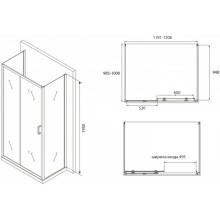 Душевой уголок 120х100 см Abber Schwarzer Diamant AG30120B-S100B-S100B прозрачное