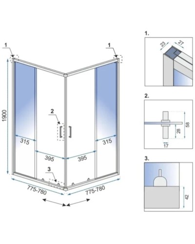 Душевой уголок 78х78 см Rea Punto REA-K4800 прозрачное