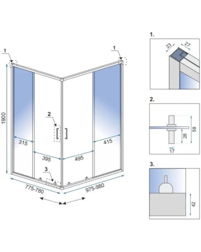 Душевой уголок 98х78 см Rea Punto REA-K4806 прозрачное