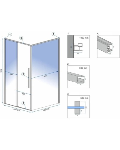 Душевой уголок 88,5х89 см Rea Solar REA-K4900 прозрачное