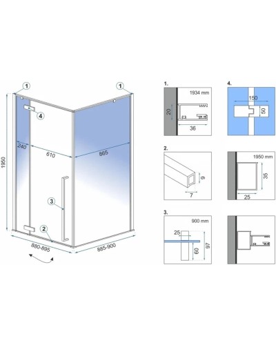 Душевой уголок 89,5х90 см Rea Fargo REA-K6318 прозрачное