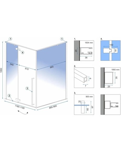 Душевой уголок 119,5х90 см Rea Fargo REA-K3214 прозрачное