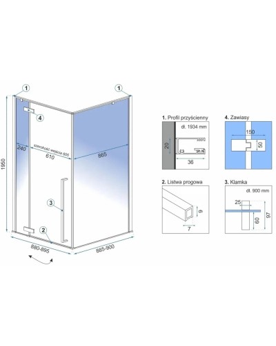 Душевой уголок 89,5х90 см Rea Fargo REA-K4903 прозрачное