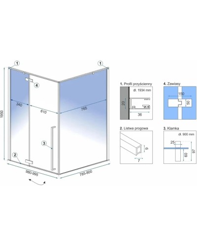 Душевой уголок 99,5х80 см Rea Fargo REA-K4907 прозрачное