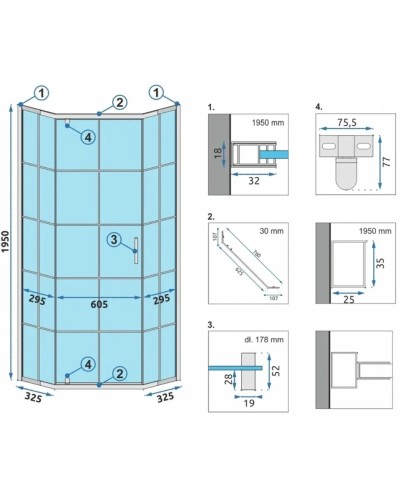 Душевой уголок 80х80 см Rea Hex REA-K8969 прозрачное