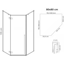 Душевой уголок 80х80 см Rea Diamond REA-K6900 прозрачное