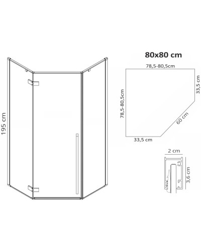Душевой уголок 80х80 см Rea Diamond REA-K6900 прозрачное