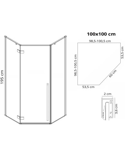 Душевой уголок 100х100 см Rea Diamond REA-K5623 прозрачное