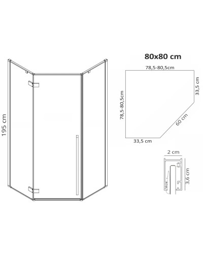 Душевой уголок 80х80 см Rea Diamond REA-K6615 прозрачное