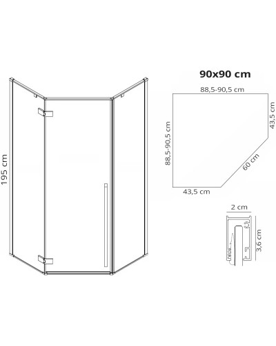Душевой уголок 90х90 см Rea Diamond REA-K4904 прозрачное