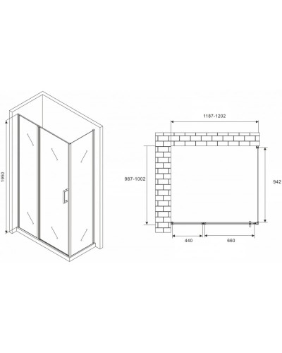 Душевой уголок 120х100 см Abber Sonnenstrand AG04120S-S100 прозрачное