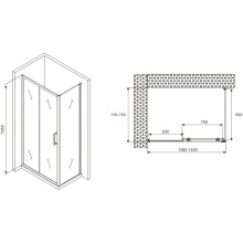 Душевой уголок 140х75 см Abber Schwarzer Diamant AG30140B-S75B прозрачное
