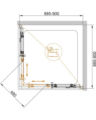 Душевой уголок Cezares Eco 90x90 ECO-O-A-2 профиль Черный стекло прозрачное