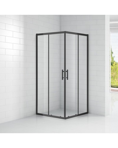Душевой уголок Cezares Eco 90x90 ECO-O-A-2 профиль Черный стекло прозрачное