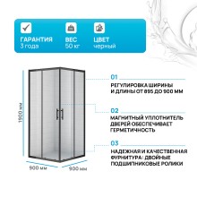 Душевой уголок Cezares Eco 90x90 ECO-O-A-2 профиль Черный стекло прозрачное