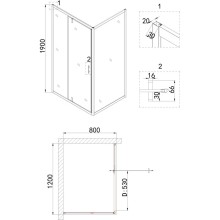 Душевой уголок 120х80 см Niagara NG-0220-08BLACK прозрачное