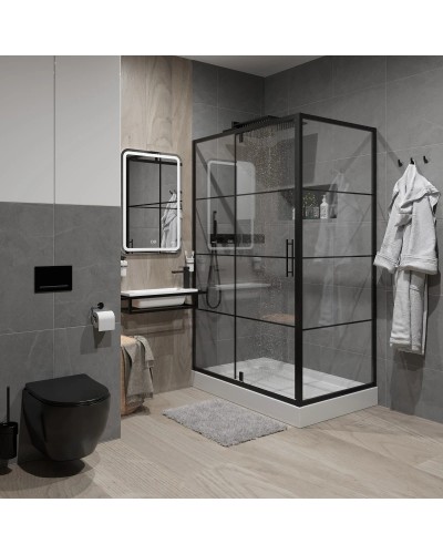 Душевой уголок 120х80 см Niagara NG-0220-08BLACK прозрачное