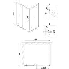 Душевой уголок 90х70 см Niagara NG-42-9AG-A70G прозрачное