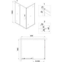 Душевой уголок 90х80 см Niagara NG-42-9AG-A80G прозрачное
