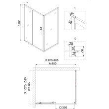 Душевой уголок 90х110 см Niagara NG-42-9AG-A110G прозрачное