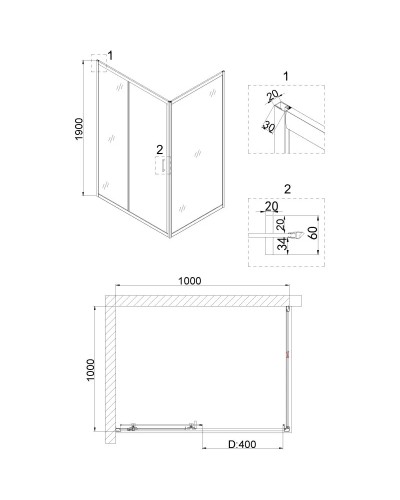Душевой уголок 100х100 см Niagara NG-42-10AG-A100G прозрачное
