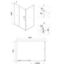 Душевой уголок 120х70 см Niagara NG-42-12AG-A70G прозрачное