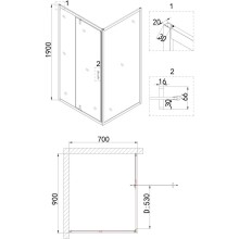 Душевой уголок 90х70 см Niagara NG-43-9AG-A70G прозрачное