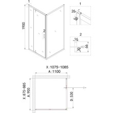 Душевой уголок 90х110 см Niagara NG-43-9AG-A110G прозрачное
