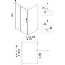 Душевой уголок 120х70 см Niagara NG-43-12AG-A70G прозрачное