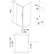 Душевой уголок 120х80 см Niagara NG-43-12AG-A80G прозрачное