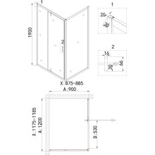 Душевой уголок 120х90 см Niagara NG-43-12AG-A90G прозрачное