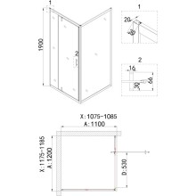 Душевой уголок 120х110 см Niagara NG-43-12AG-A110G прозрачное