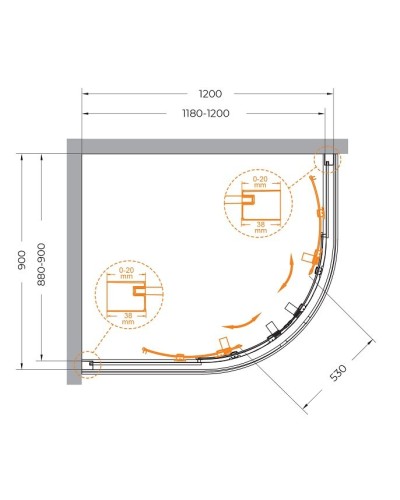 Душевой уголок CEZARES RELAX-304-RH-2-120/90-C-BORO
