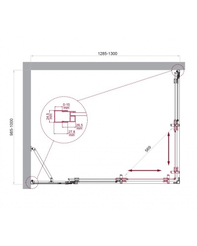 Душевой уголок BelBagno LUCE-AH-21-130/100-C-Cr
